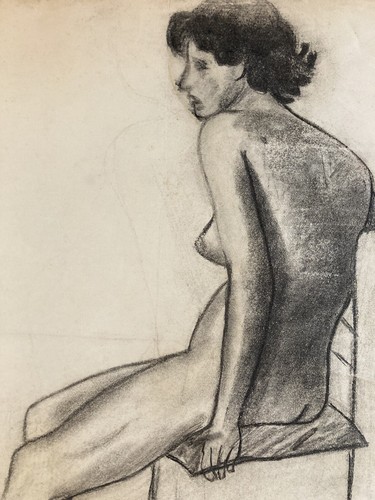 Grand dessin fusain sur papier - dessin,