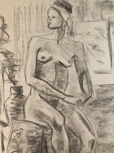 Beau dessin fusain femme noire - beau,