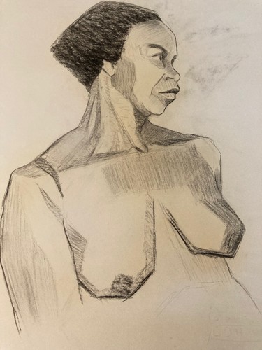 Beau dessin fusain femme - beau,