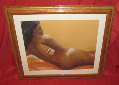 Beau pastel 1960 femme nue - pastel,