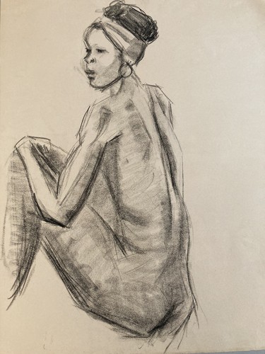 Beau dessin fusain femme - femme, nue